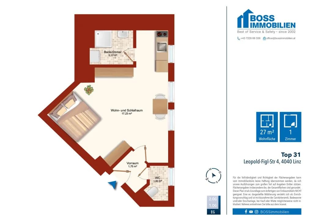 1-Zimmer-Wohnung mieten in Linz – 26,81 m², € 540 – Bild 10 von 10