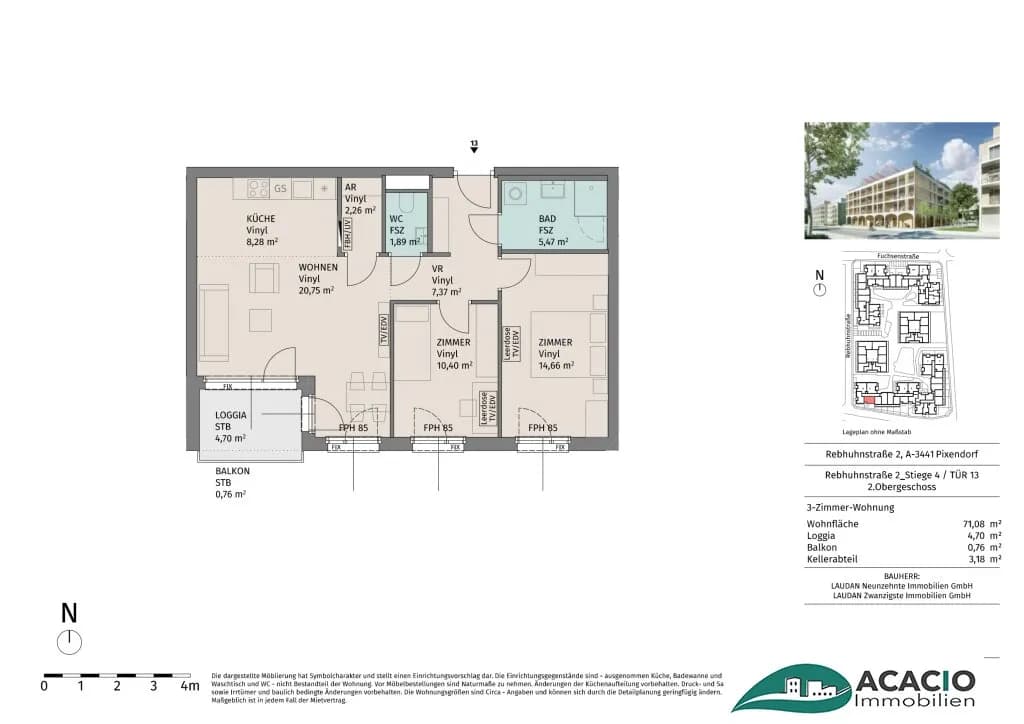 3-Zimmer-Wohnung mieten in Tulln – 71,08 m², € 995 – Bild 11 von 11