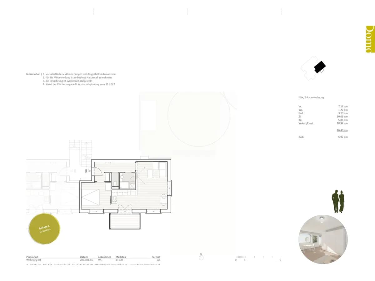 2-Zimmer-Wohnung kaufen in Linz – 46 m², € 266.500 – Bild 9 von 10