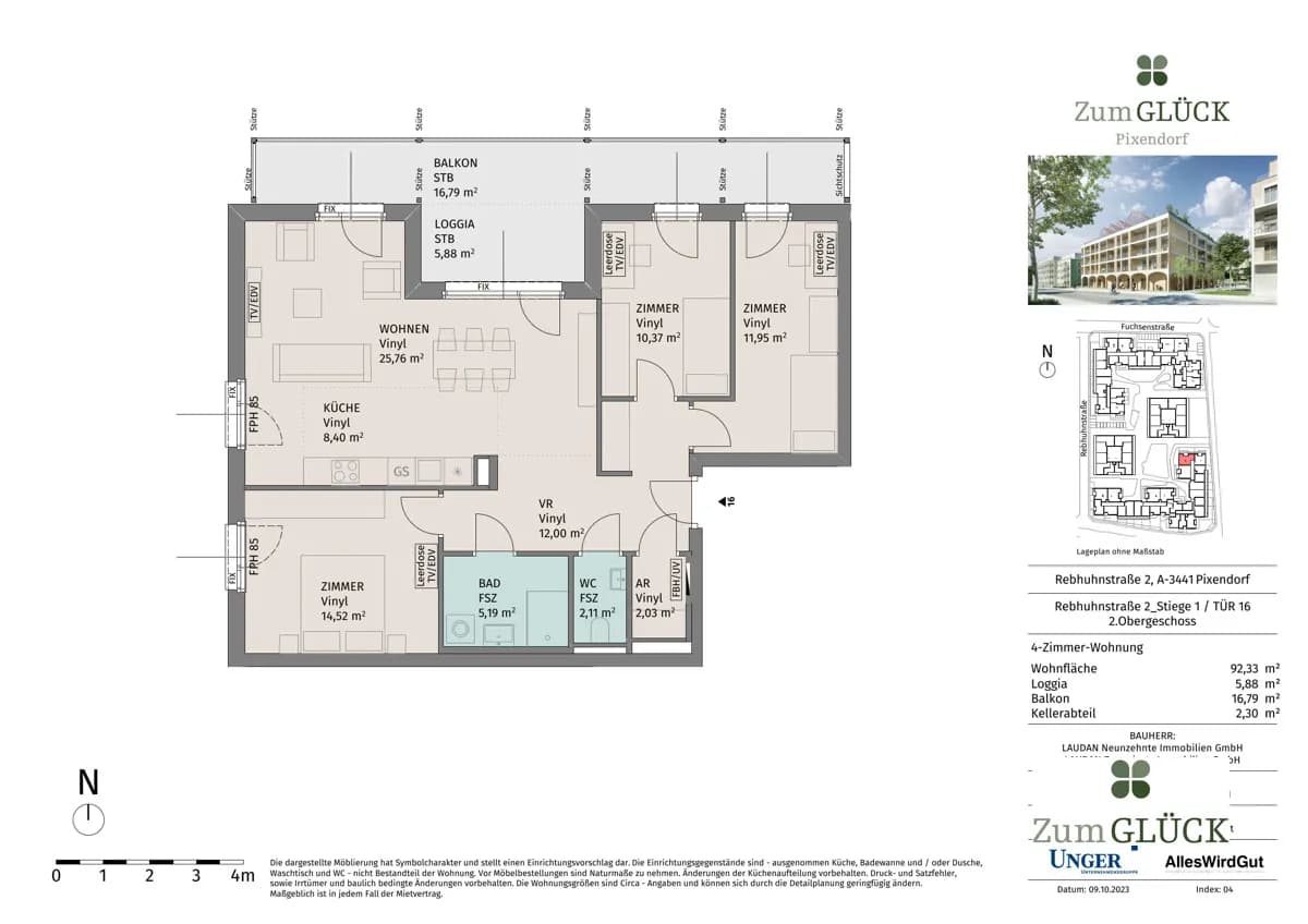 4-Zimmer-Wohnung mieten in Tulln – 92,33 m², € 1.365 – Bild 14 von 14