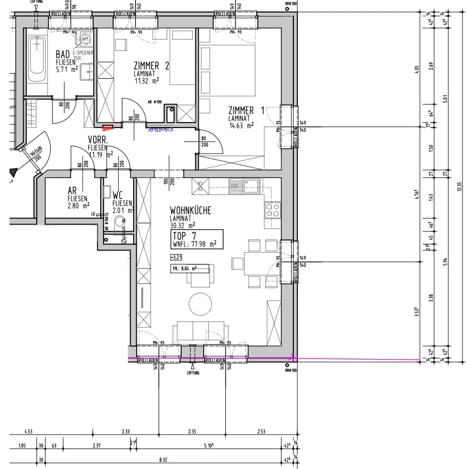 3-Zimmer-Wohnung mieten in Mistelbach – 77,98 m², € 819