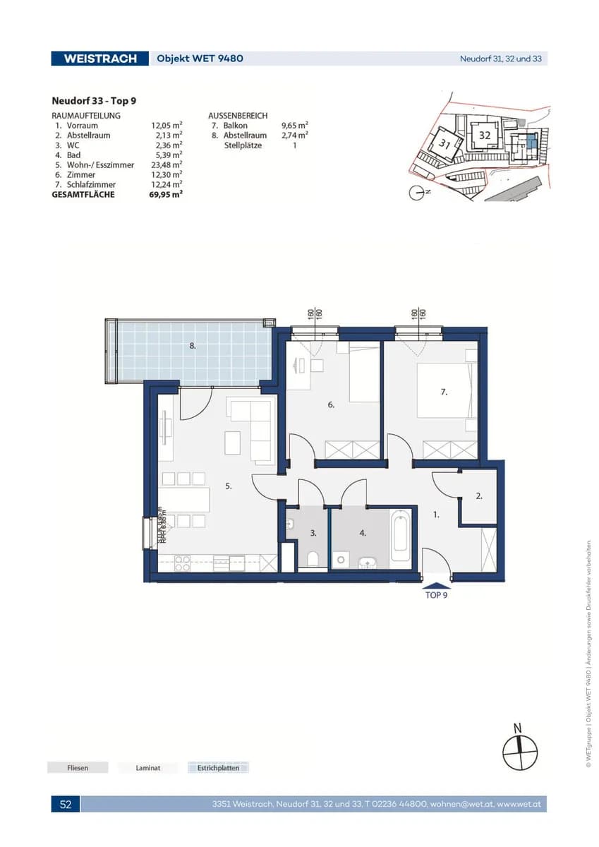 3-Zimmer-Wohnung mieten in Amstetten – 69,95 m², € 744 – Bild 2 von 2