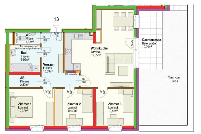 4-Zimmer-Wohnung mieten in Neunkirchen – 86 m², € 1.219 – Bild 2 von 2