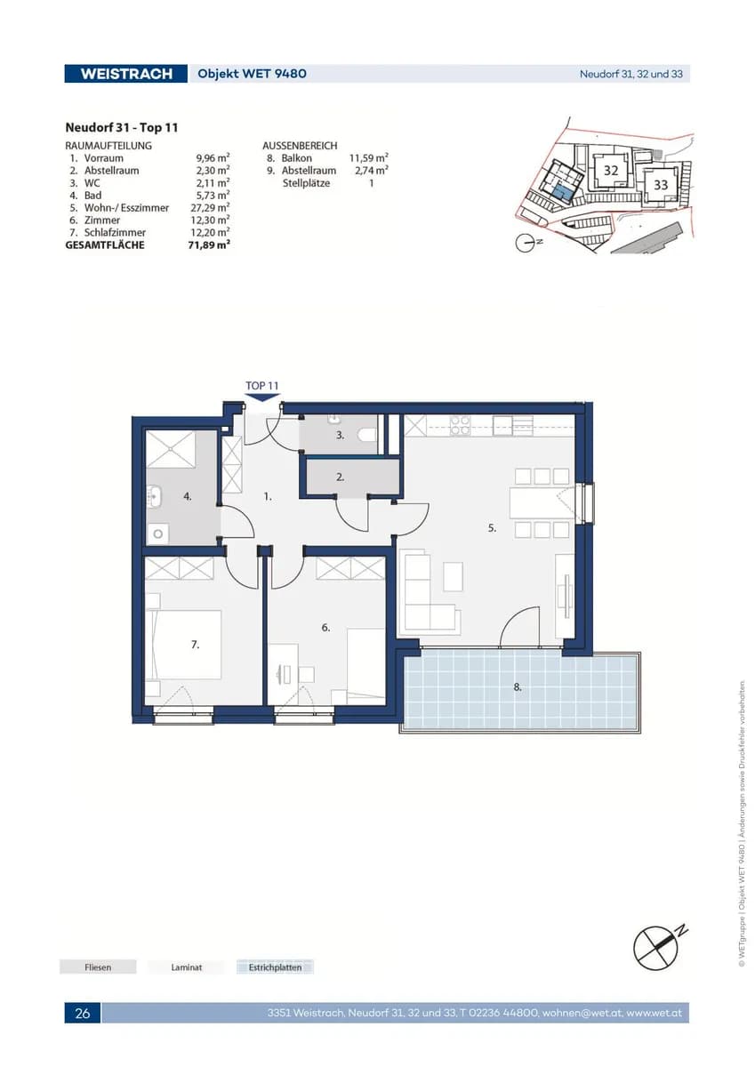3-Zimmer-Wohnung mieten in Amstetten – 71,89 m², € 771 – Bild 2 von 2