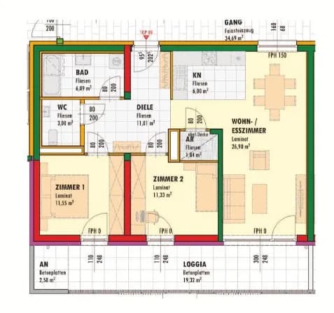 3-Zimmer-Wohnung mieten in Neunkirchen – 77,72 m², € 924 – Bild 2 von 2