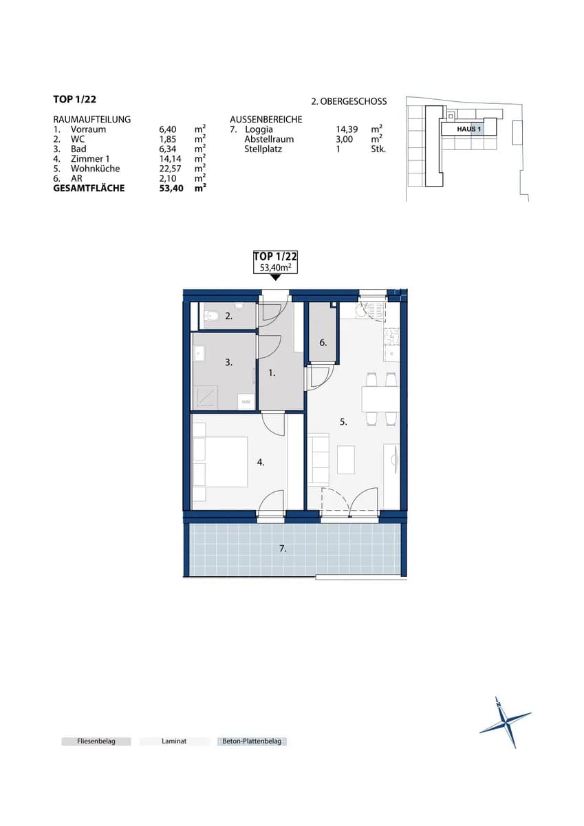 2-Zimmer-Wohnung mieten in Melk – 53,4 m², € 652 – Bild 2 von 2