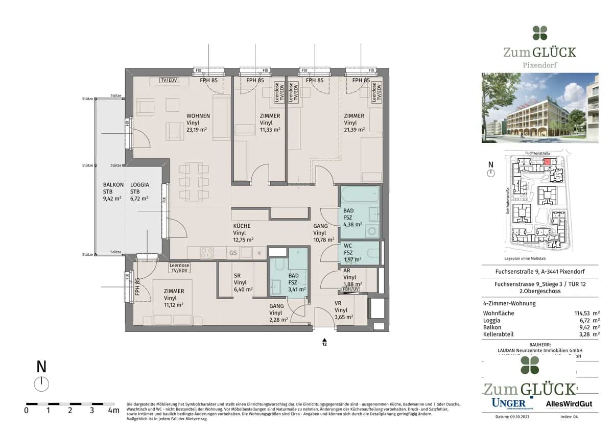 4-Zimmer-Wohnung mieten in Tulln – 114,52 m², € 1.630 – Bild 14 von 14