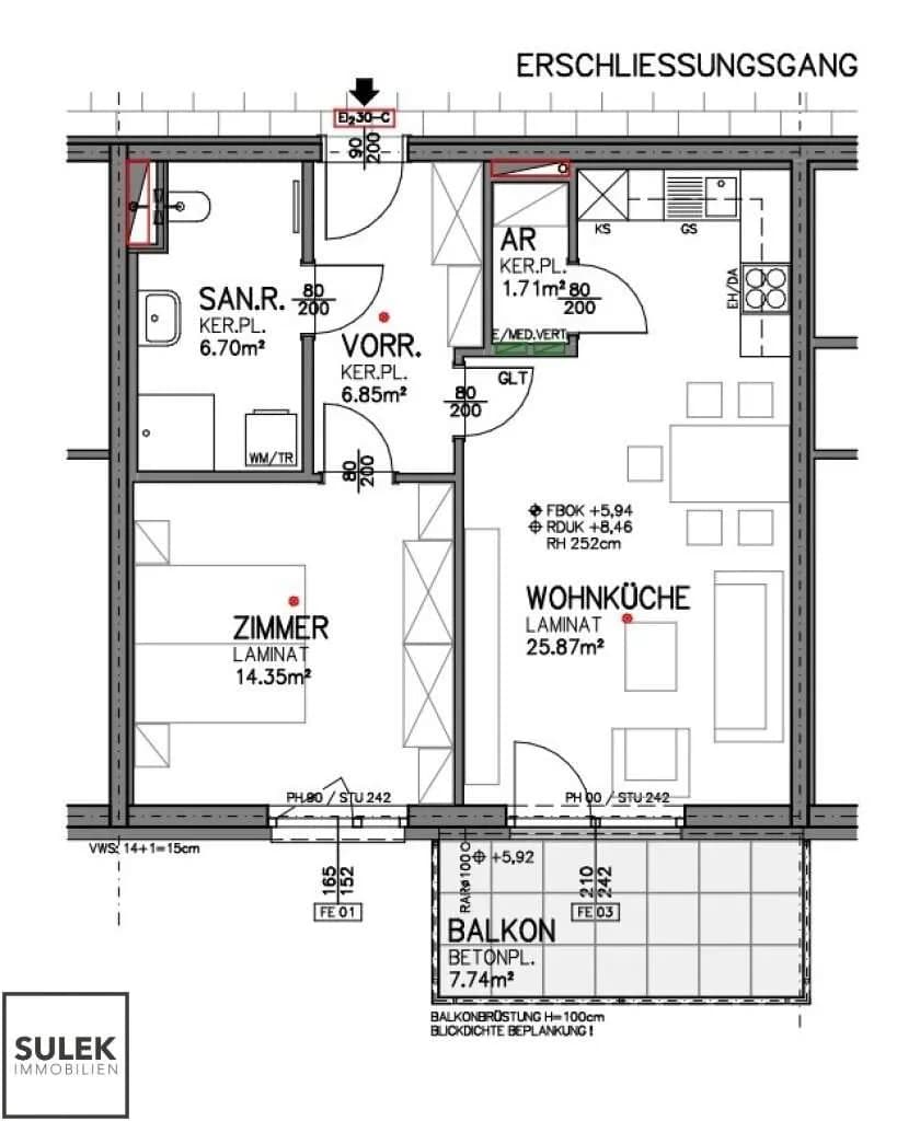 2-Zimmer-Wohnung mieten in Eisenstadt – 55,48 m², € 846 – Bild 2 von 14