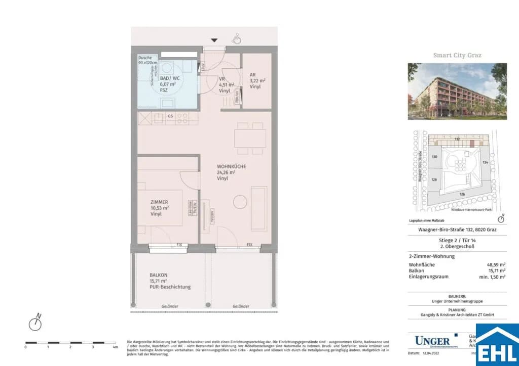 2-Zimmer-Wohnung mieten in Graz – 48,55 m², € 780 – Bild 29 von 29