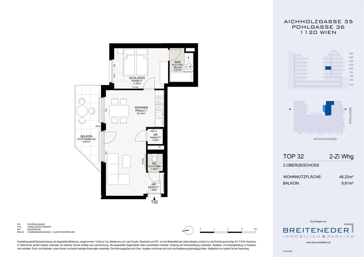 2-Zimmer-Wohnung kaufen in Wien – 46,22 m², € 369.000 – Bild 2 von 11
