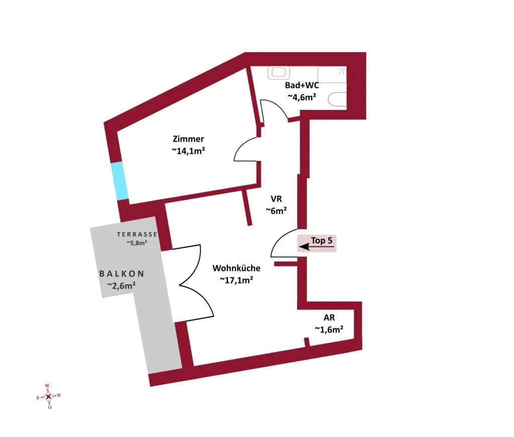 2-Zimmer-Wohnung kaufen in Wien – 43,39 m², € 230.000 – Bild 5 von 5