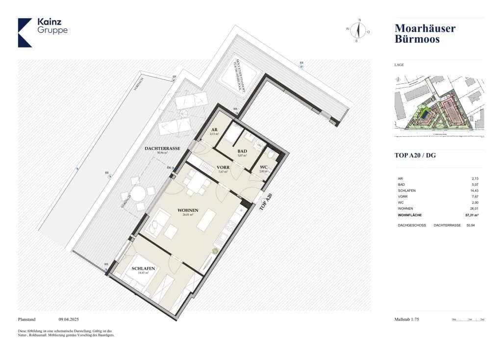 2-Zimmer-Wohnung kaufen in Salzburg-Umgebung – 57,31 m², € 296.000 – Bild 4 von 5