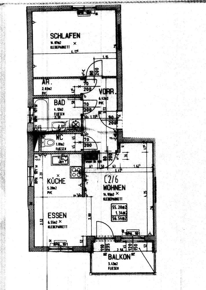 2-Zimmer-Wohnung mieten in Wels – 56,54 m², € 602 – Bild 2 von 4