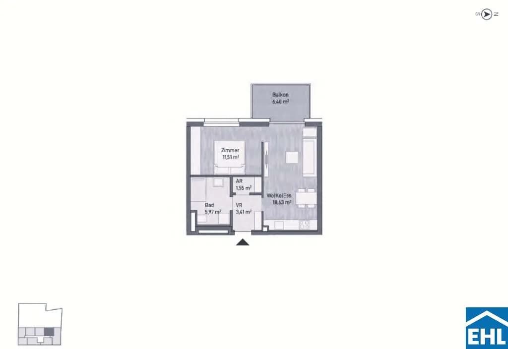 2-Zimmer-Wohnung kaufen in Graz – 41,07 m², € 253.577 – Bild 5 von 5