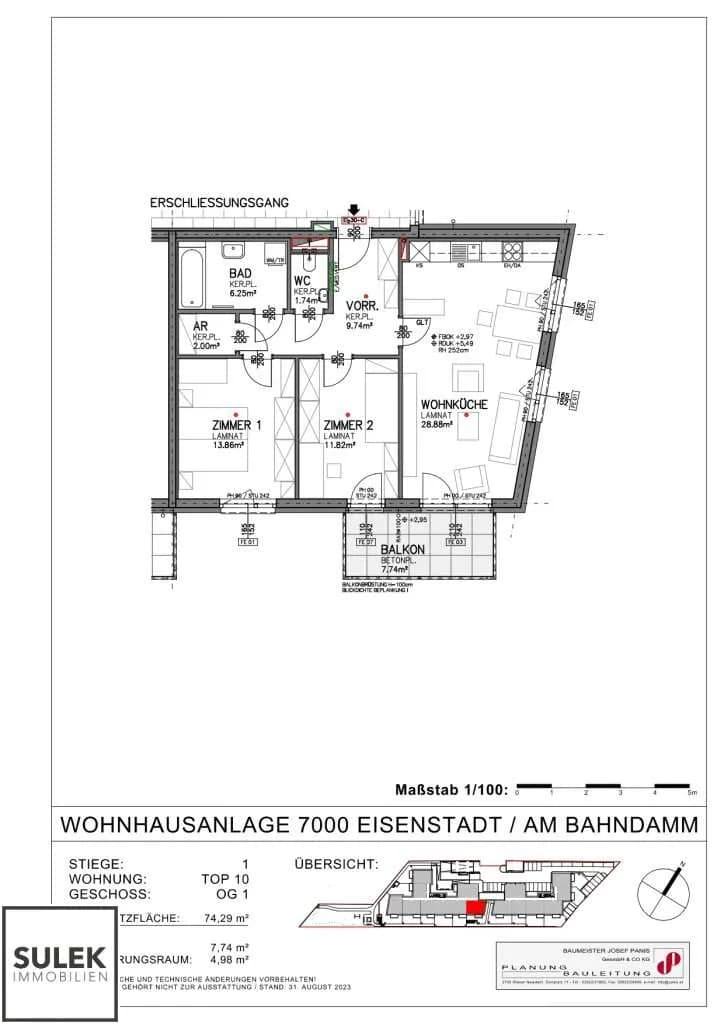 3-Zimmer-Wohnung mieten in Eisenstadt – 74,29 m², € 1.176 – Bild 17 von 17