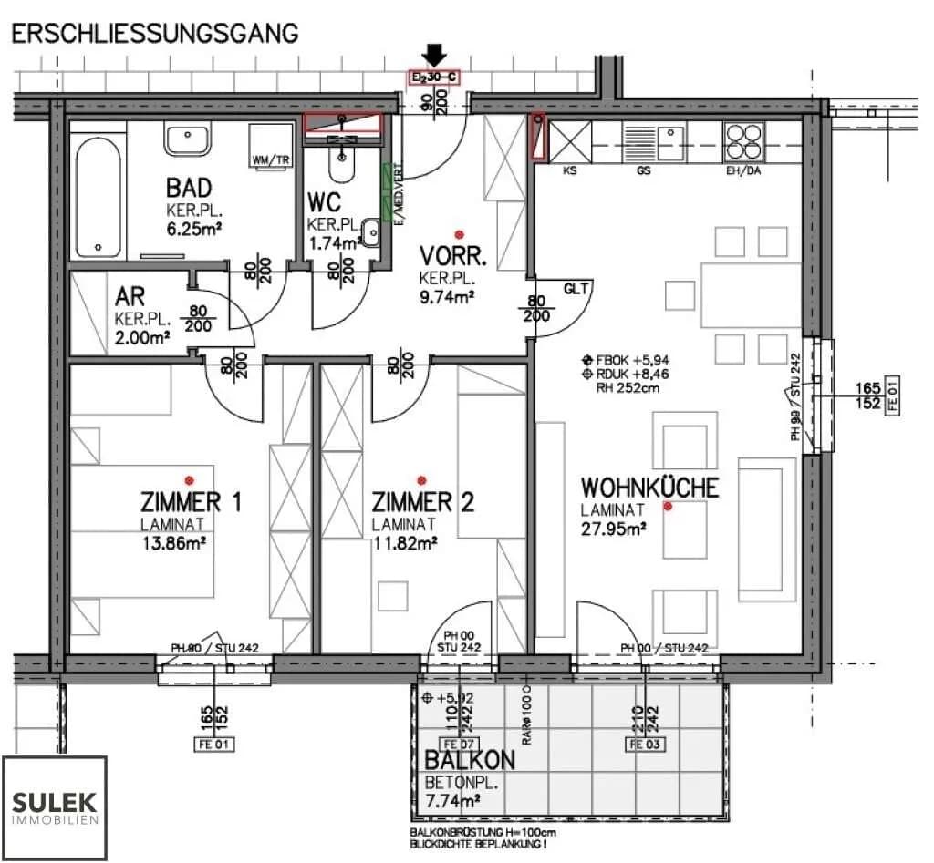 3-Zimmer-Wohnung mieten in Eisenstadt – 73,36 m², € 1.121 – Bild 2 von 18