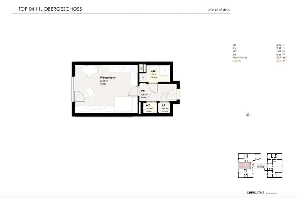 1-Zimmer-Wohnung kaufen in Baden – 33,13 m², € 199.000 – Bild 12 von 12