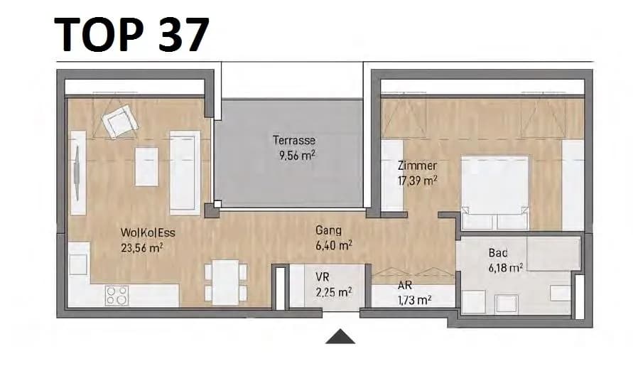 3-Zimmer-Wohnung kaufen in Graz – 57,51 m², € 407.631