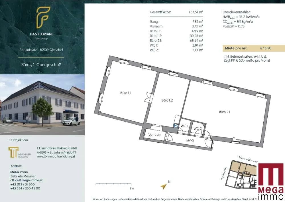 3-Zimmer-Gewerbeimmobilie mieten in Weiz – 164 m², € 2.760