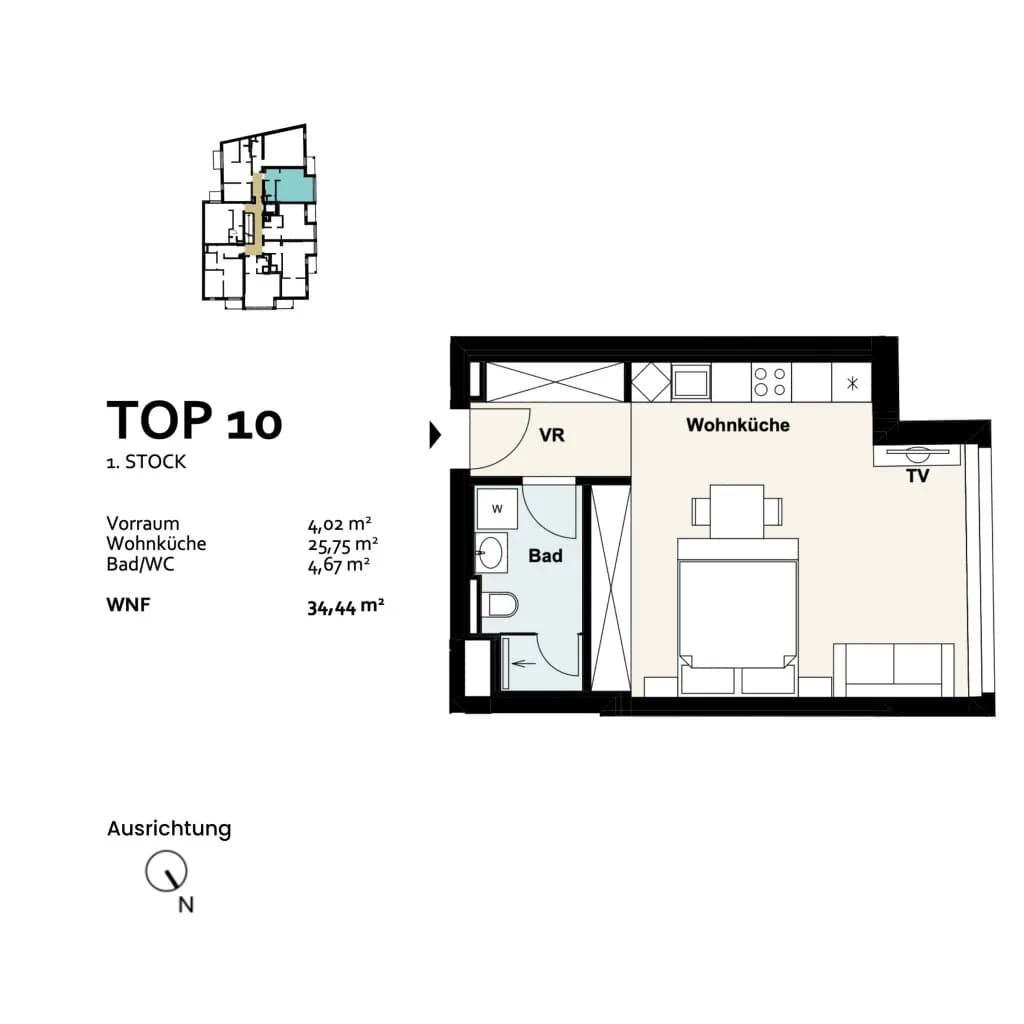 1-Zimmer-Wohnung kaufen in Wien – 34,44 m², € 202.409 – Bild 9 von 9
