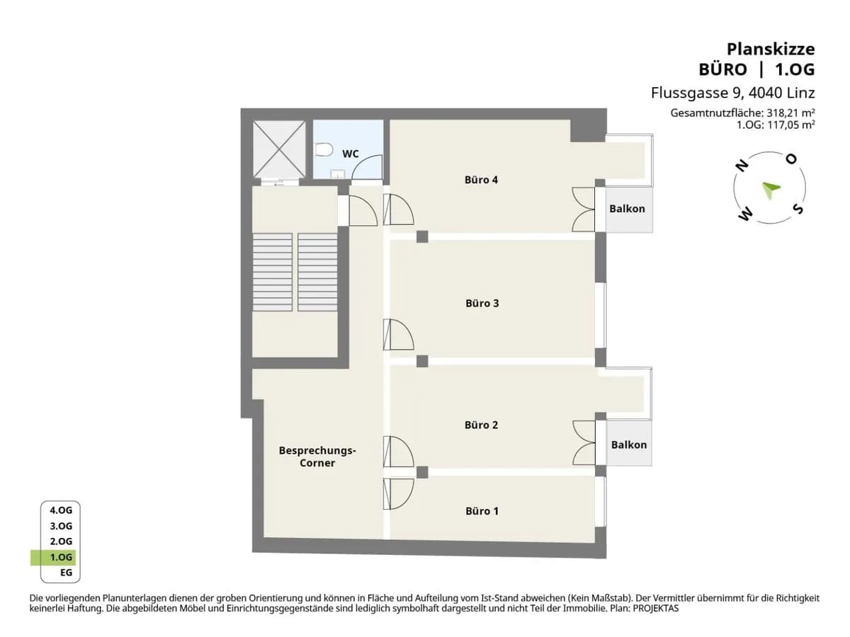 10-Zimmer-Gewerbeimmobilie mieten in Linz – 318 m², € 4.675 – Bild 9 von 10