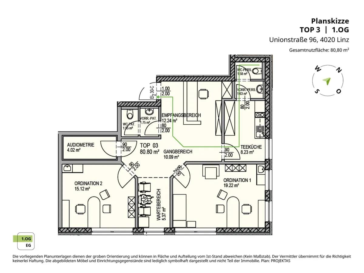 3-Zimmer-Gewerbeimmobilie mieten in Linz – 81 m², € 1.510 – Bild 8 von 8