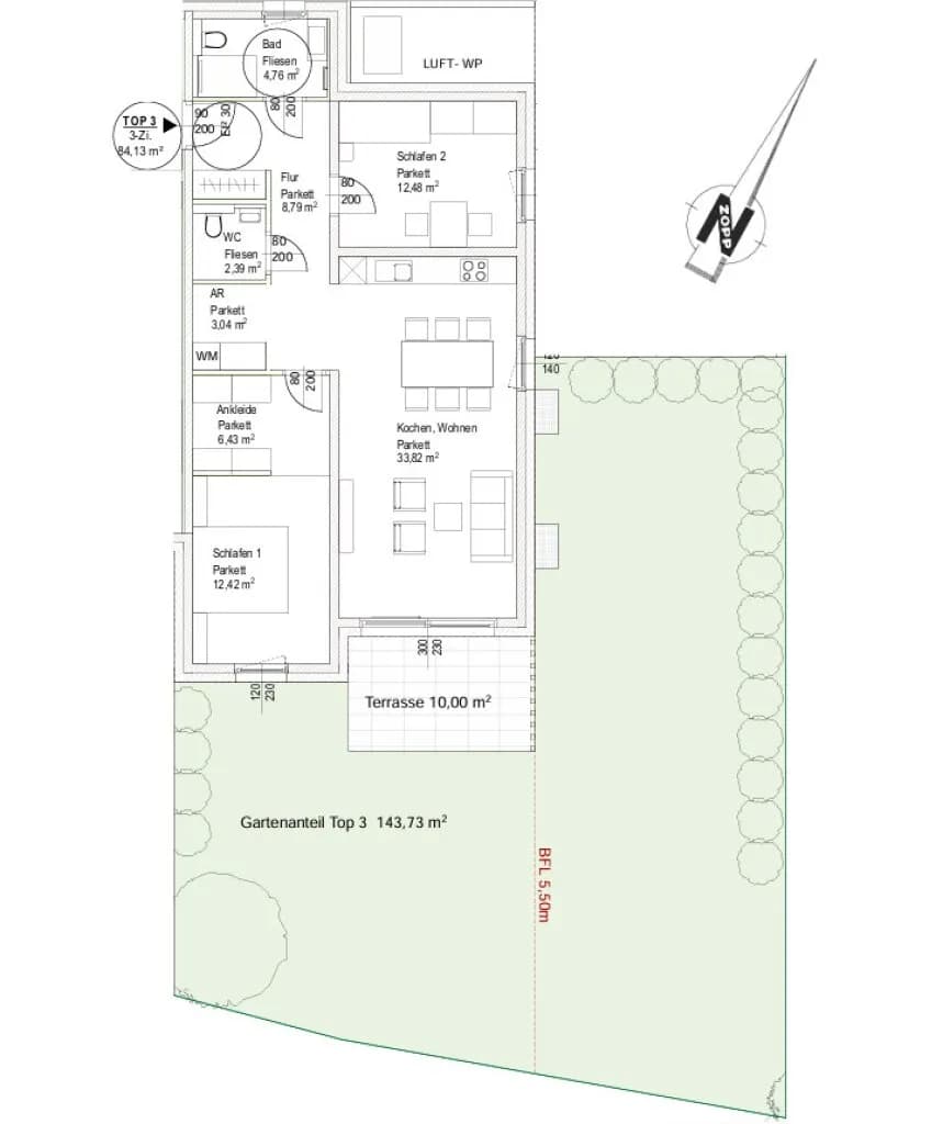 3-Zimmer-Wohnung kaufen in Hallein – 84,13 m², € 720.000 – Bild 3 von 3
