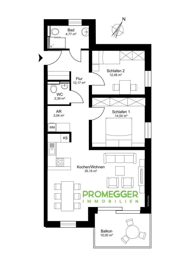 3-Zimmer-Wohnung kaufen in Hallein – 84,04 m², € 720.000 – Bild 3 von 3