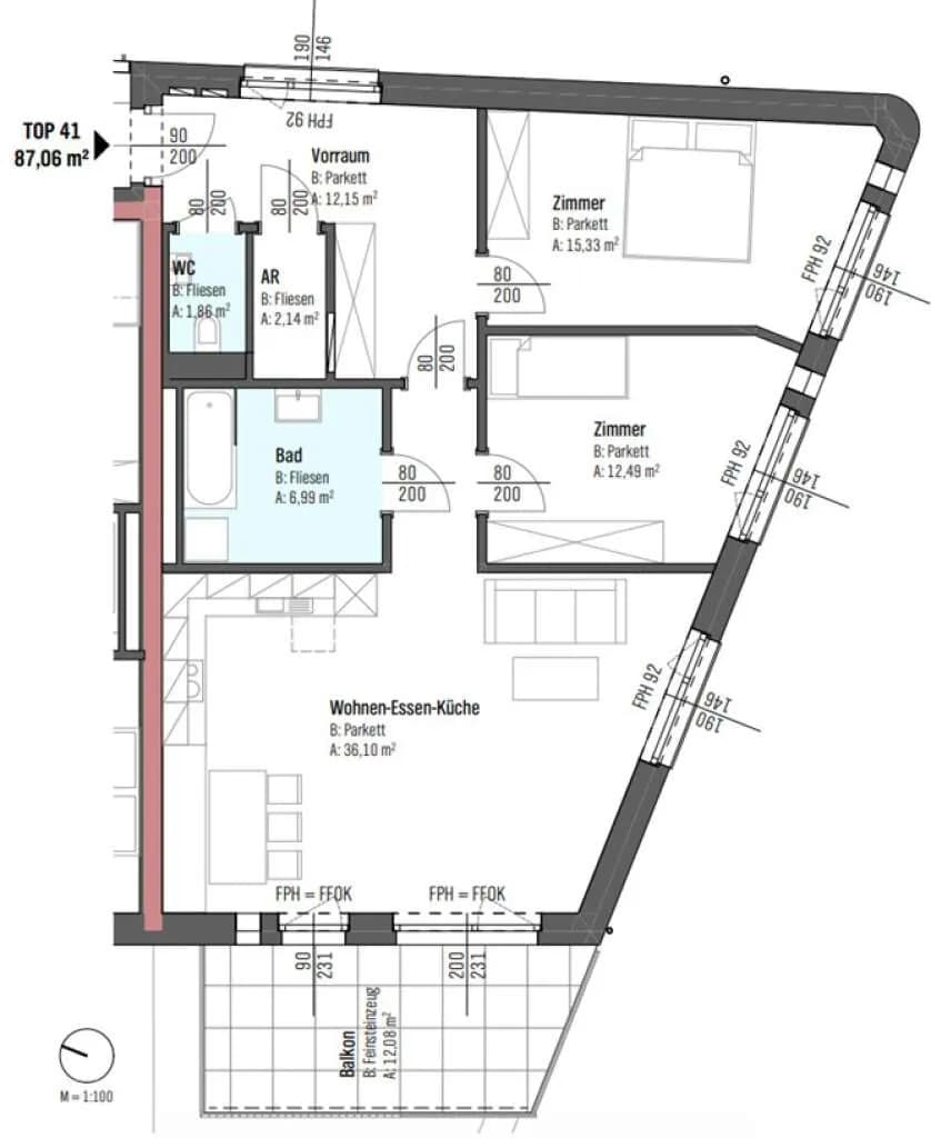 3-Zimmer-Wohnung mieten in Wels – 87,06 m², € 1.384 – Bild 8 von 8