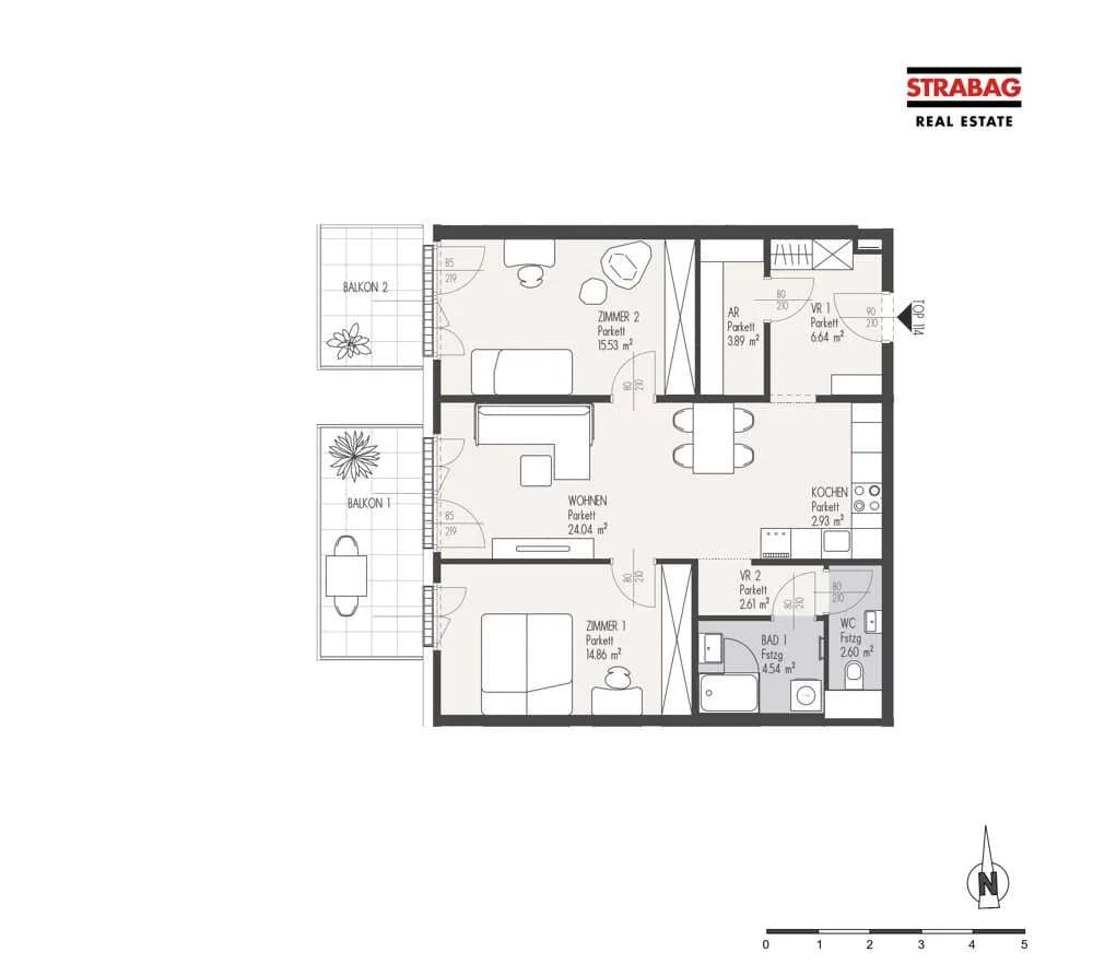 3-Zimmer-Wohnung kaufen in Wien – 77,64 m², € 563.000 – Bild 2 von 2