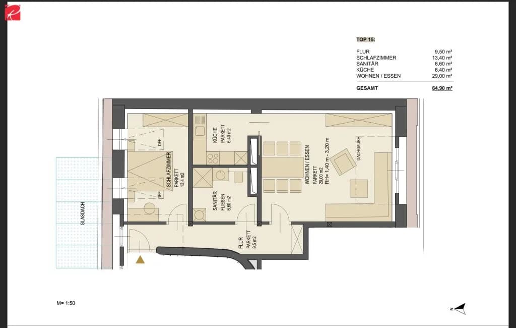 2-Zimmer-Wohnung mieten in Graz – 64,9 m², € 768 – Bild 7 von 8