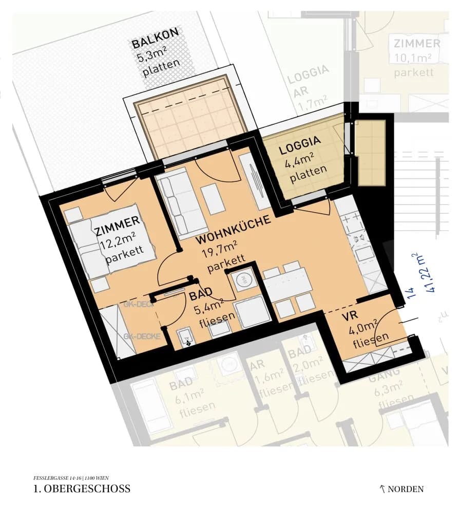 2-Zimmer-Wohnung kaufen in Wien – 41,3 m², € 315.500 – Bild 11 von 11