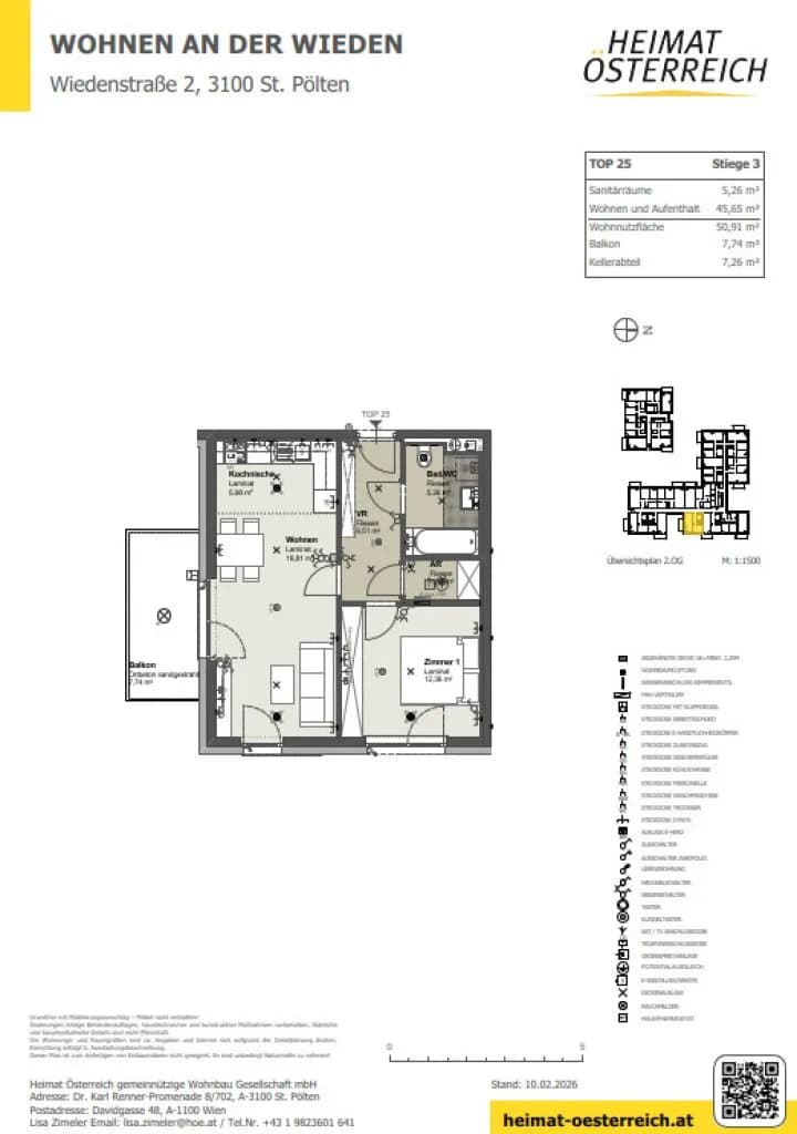 2-Zimmer-Wohnung mieten in Sankt Pölten – 50,91 m², € 643 – Bild 11 von 13