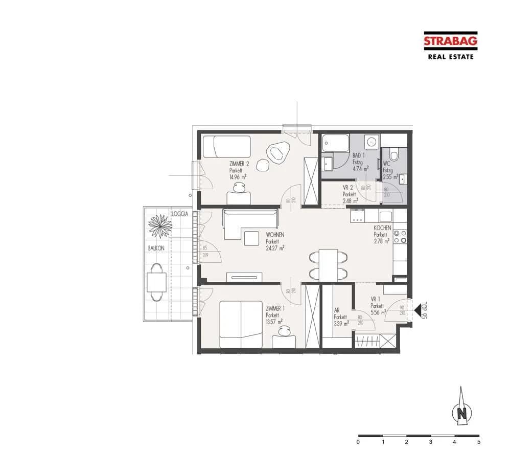 3-Zimmer-Wohnung kaufen in Wien – 74,3 m², € 513.000 – Bild 2 von 2
