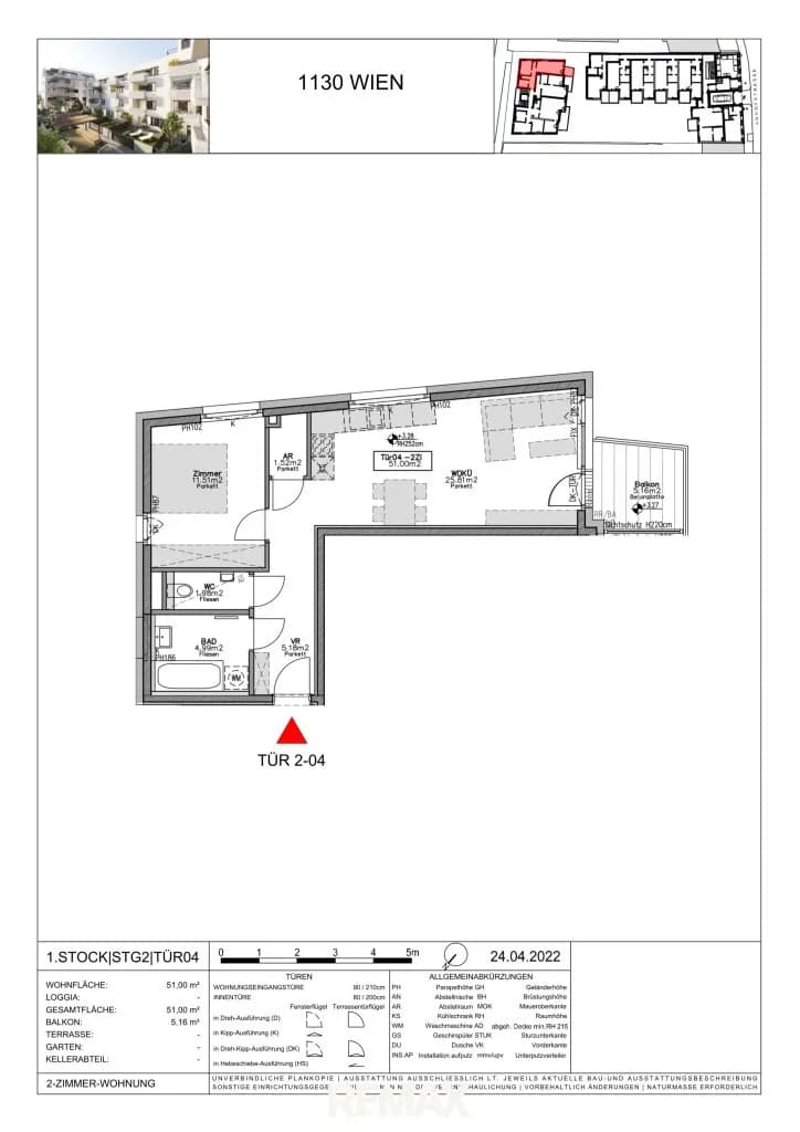 2-Zimmer-Wohnung mieten in Wien – 51 m², € 1.163 – Bild 5 von 5