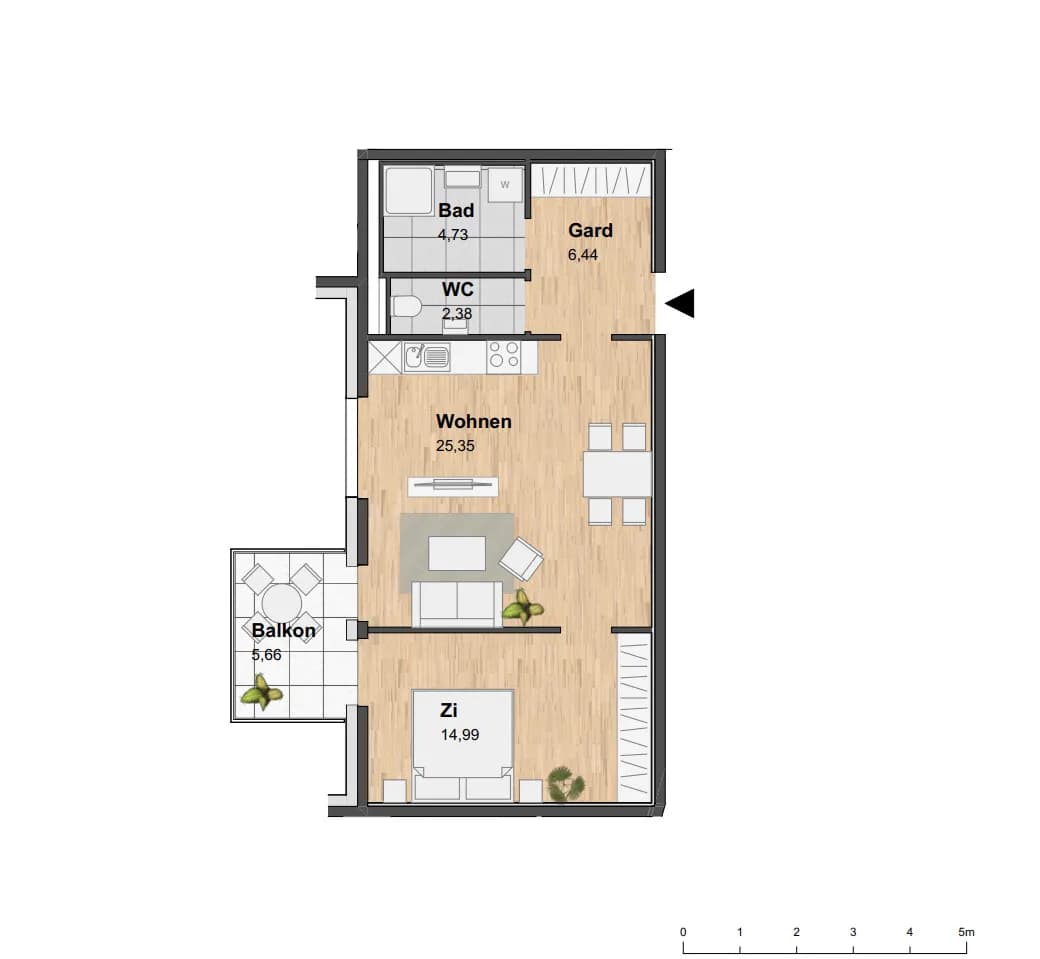 2-Zimmer-Wohnung mieten in Graz – 53,89 m², € 849 – Bild 7 von 10