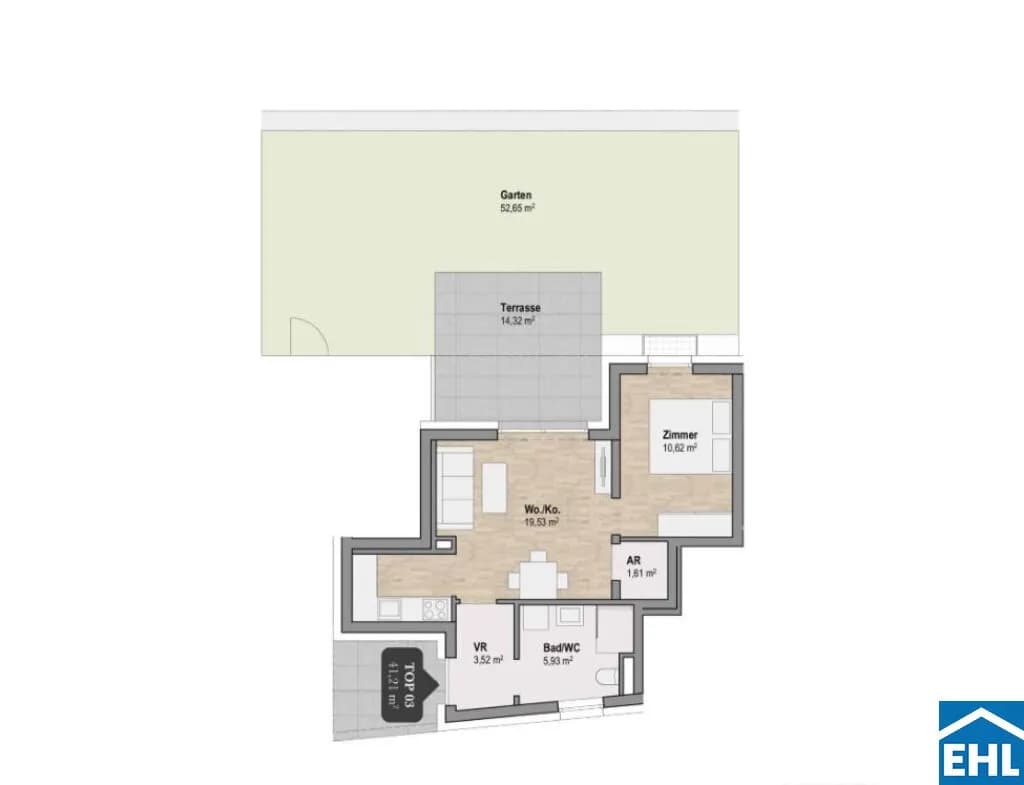 2-Zimmer-Wohnung kaufen in Graz – 41,21 m², € 258.387 – Bild 3 von 3