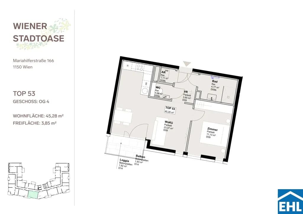 2-Zimmer-Wohnung mieten in Wien – 45,28 m², € 1.140 – Bild 13 von 13