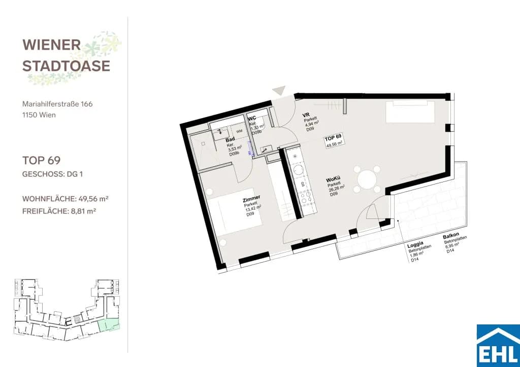 2-Zimmer-Wohnung mieten in Wien – 49,36 m², € 1.230 – Bild 13 von 13