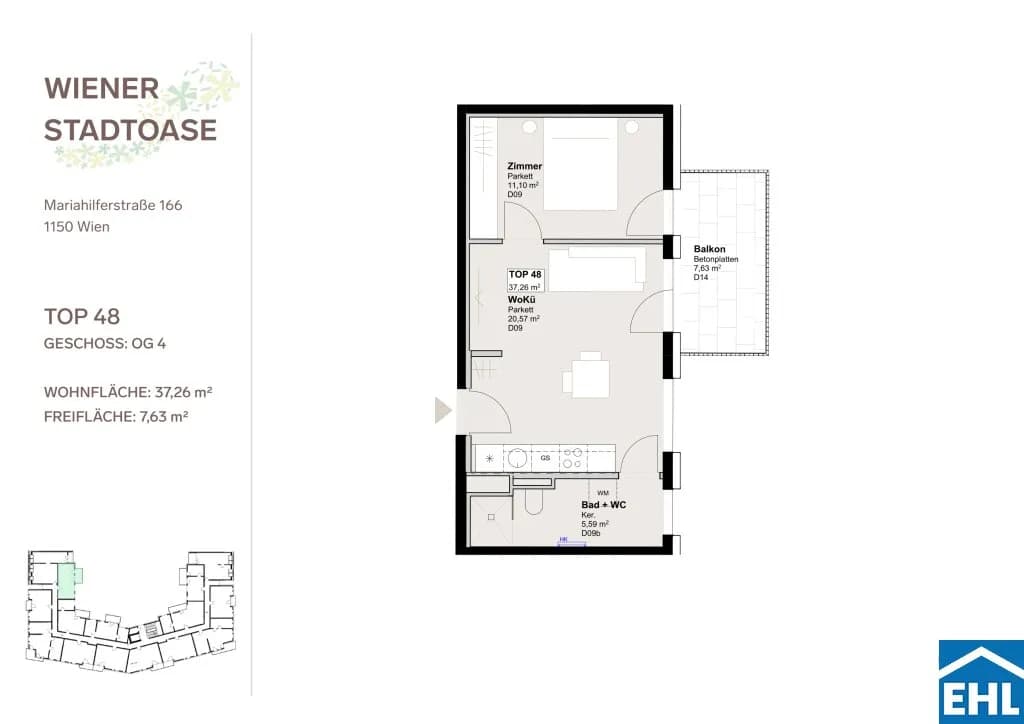 2-Zimmer-Wohnung mieten in Wien – 37,26 m², € 999 – Bild 13 von 13