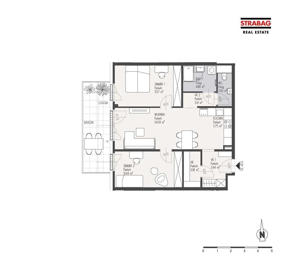 3-Zimmer-Wohnung kaufen in Wien – 74,27 m², € 459.000 – Bild 2 von 2