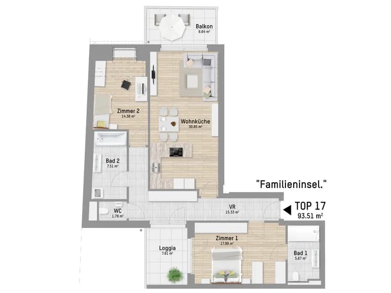 3-Zimmer-Wohnung kaufen in Wien – 93,19 m², € 599.900
