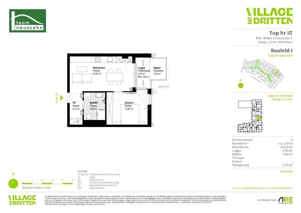 2-Zimmer-Wohnung mieten in Wien – 43,33 m², € 1.149 – Bild 29 von 29