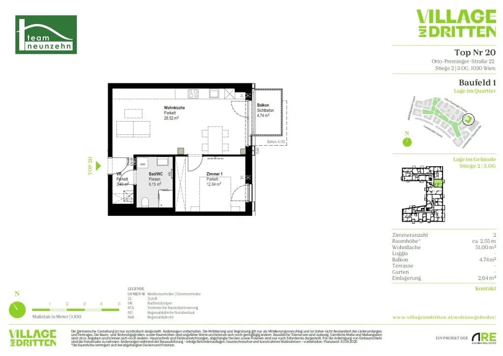 2-Zimmer-Wohnung mieten in Wien – 51 m², € 1.199 – Bild 29 von 29