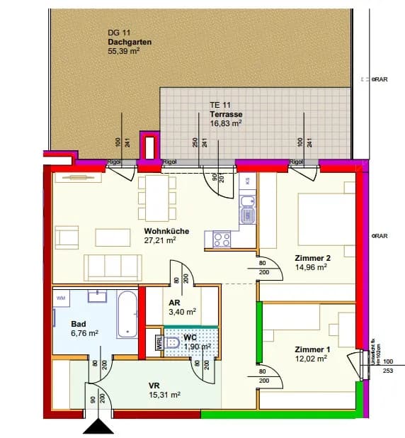 3-Zimmer-Wohnung mieten in Horn – 81,56 m², € 917 – Bild 2 von 2