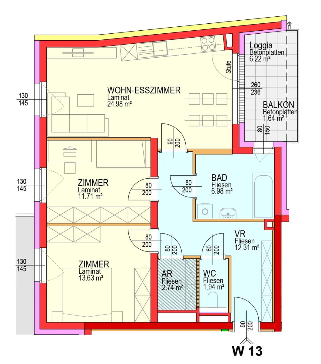 3-Zimmer-Wohnung mieten in Amstetten – 74,29 m², € 670 – Bild 2 von 2