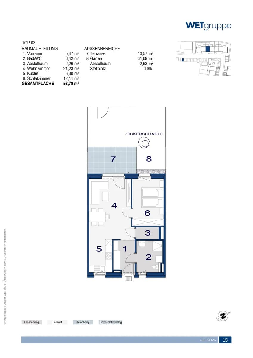 2-Zimmer-Wohnung mieten in Wiener Neustadt Land – 54,27 m², € 648 – Bild 2 von 2