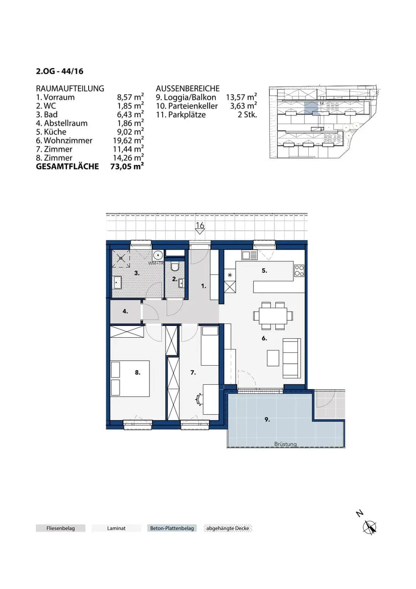 3-Zimmer-Wohnung mieten in Melk – 73,05 m², € 943 – Bild 2 von 2