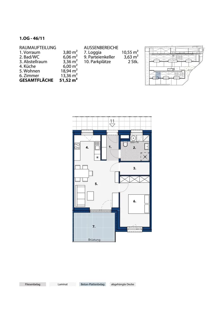 2-Zimmer-Wohnung mieten in Melk – 51,35 m², € 549 – Bild 2 von 2