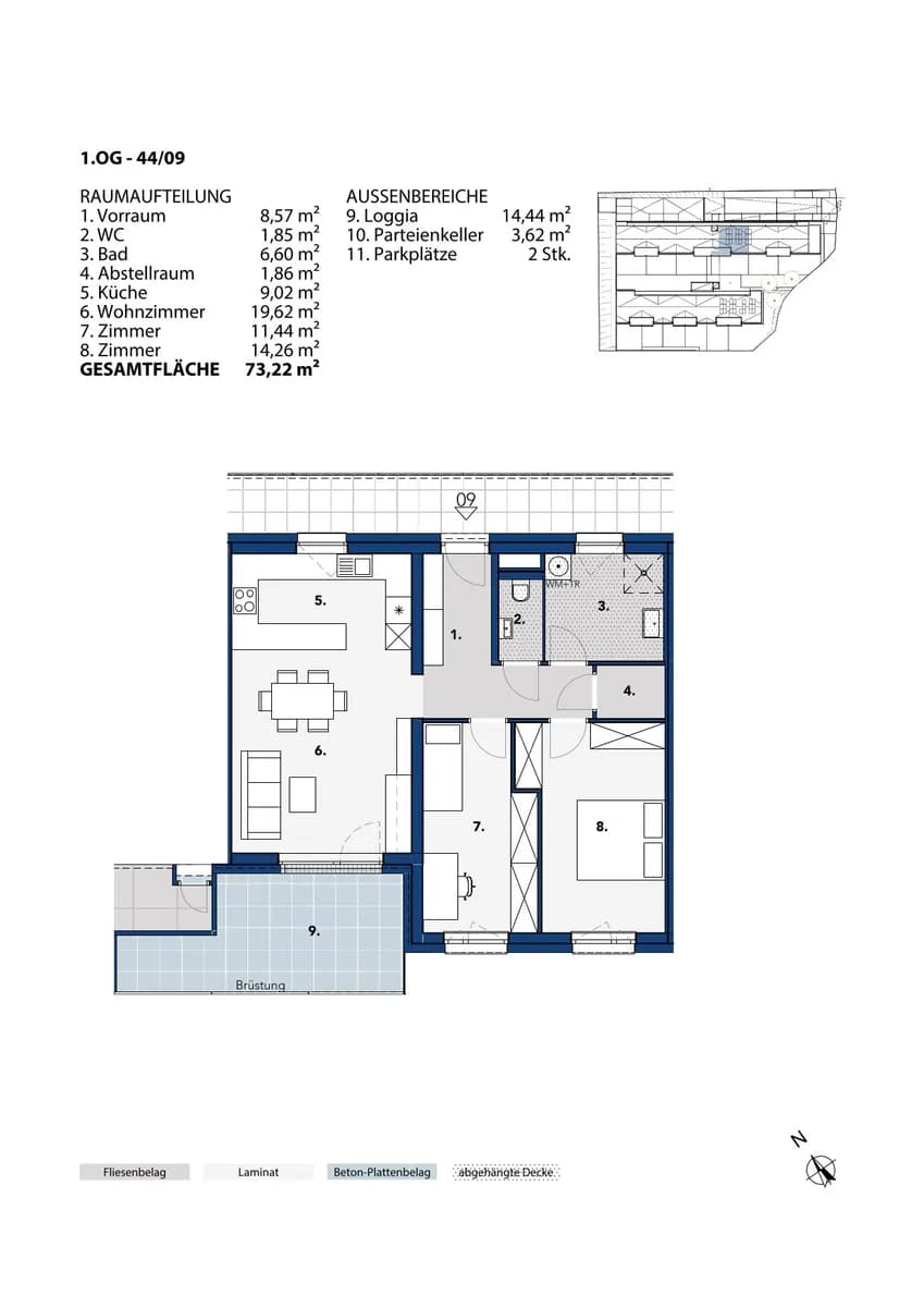 3-Zimmer-Wohnung mieten in Melk – 73,05 m², € 848 – Bild 2 von 2